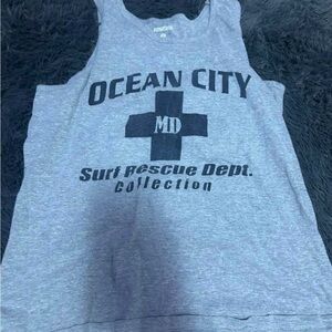 Gray Ocean City Surf Rescue Tank Top